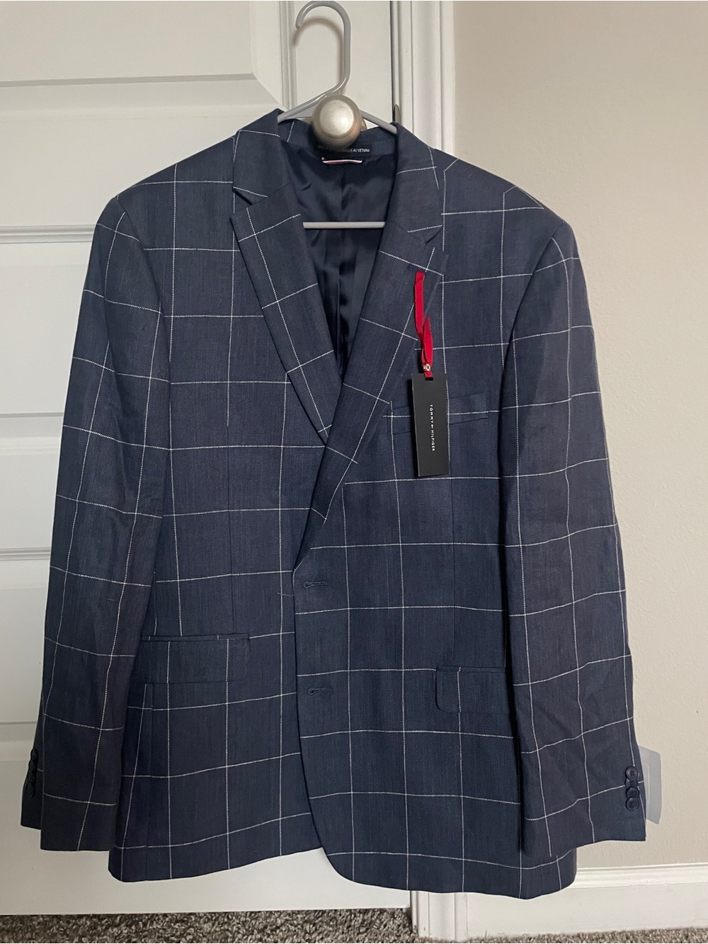 Tommy Hilfiger Navy Windowpane Suit Jacket
